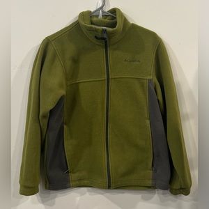 Columbia Polartec Olive Green Gray Zip Up Jacket -Mens Small -Womens Medium